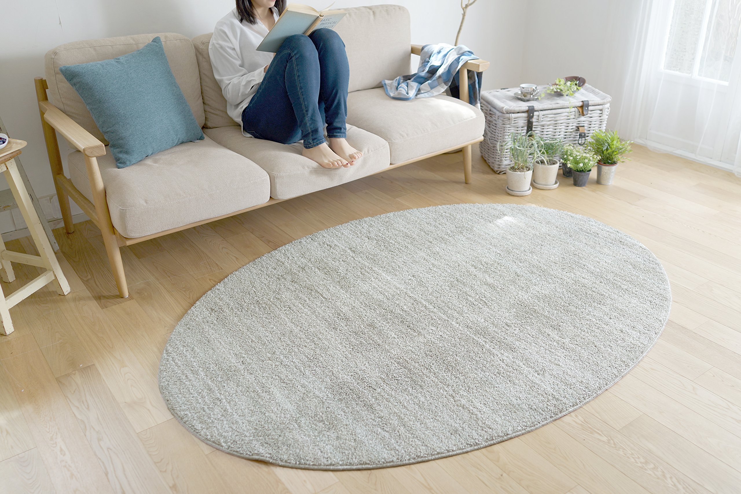 Amazon｜スミノエ(Suminoe) ラグ ライトグレー 楕円形 140×200cm